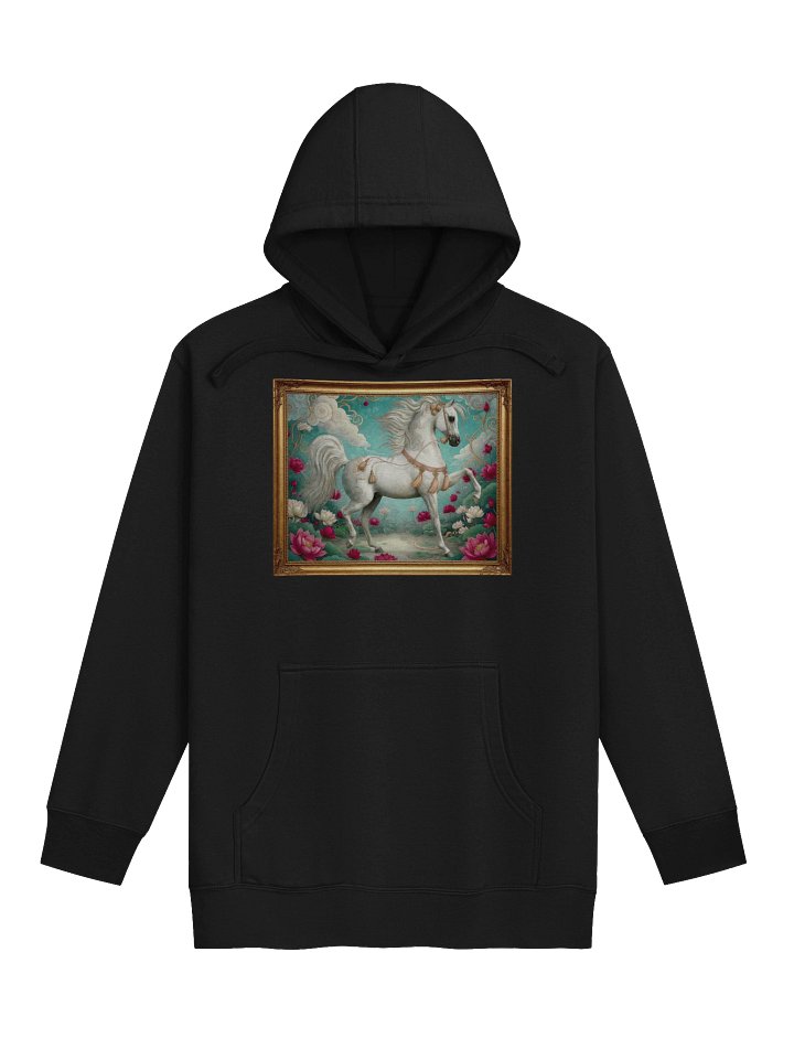 Ethereal White Arabian Horse in Lotus Garden | Fantasy Art Hoodies product image (1)
