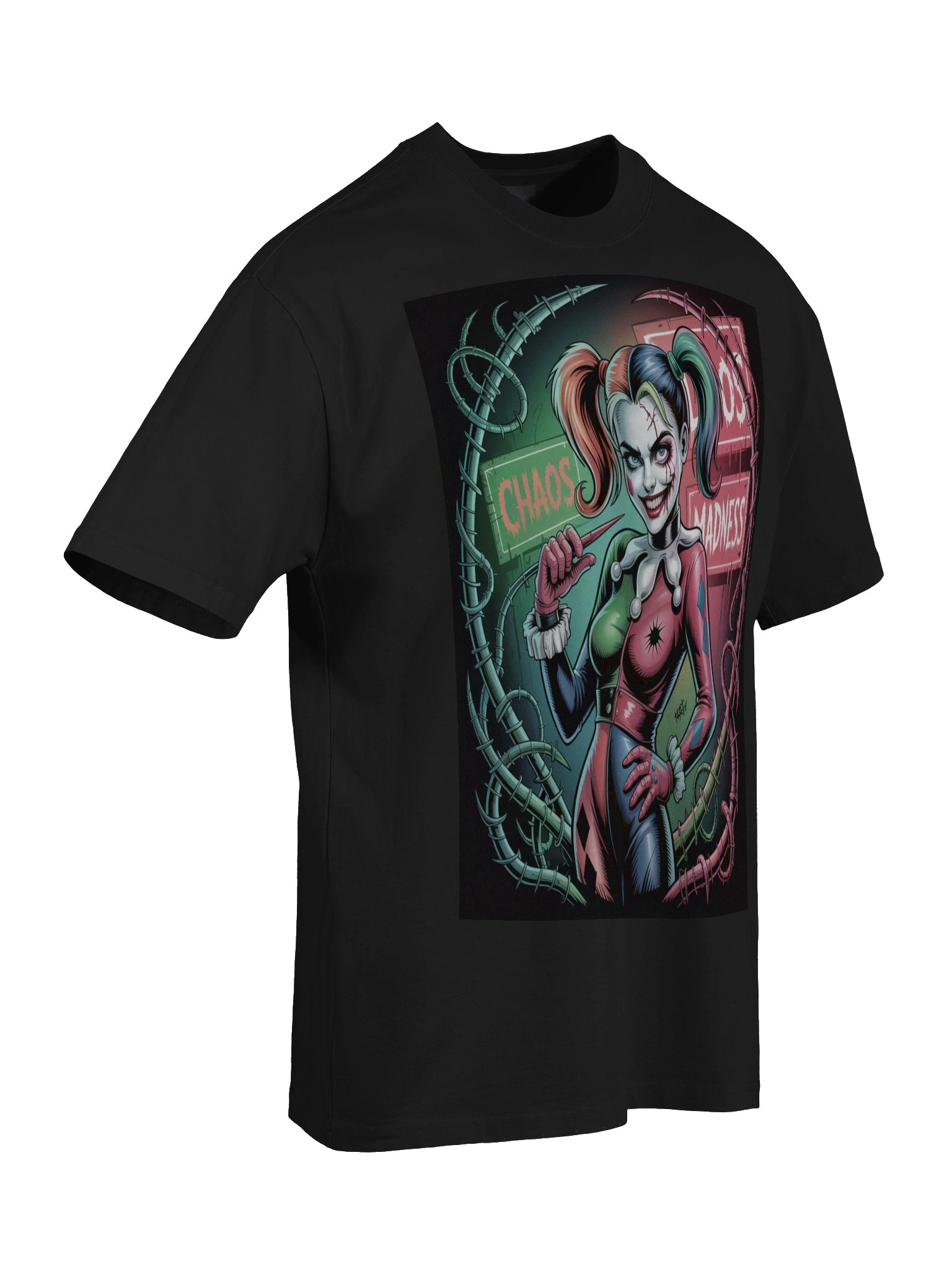 Neon Frenzy: Harley Quinn Chaos & Madness Oversized Faded T-Shirt product image (8)