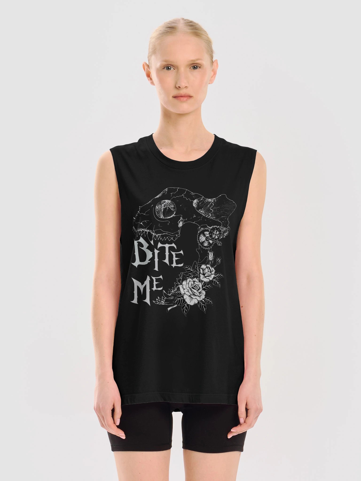 Bite Me Skull & Flowers Muscle Tank product image (3)