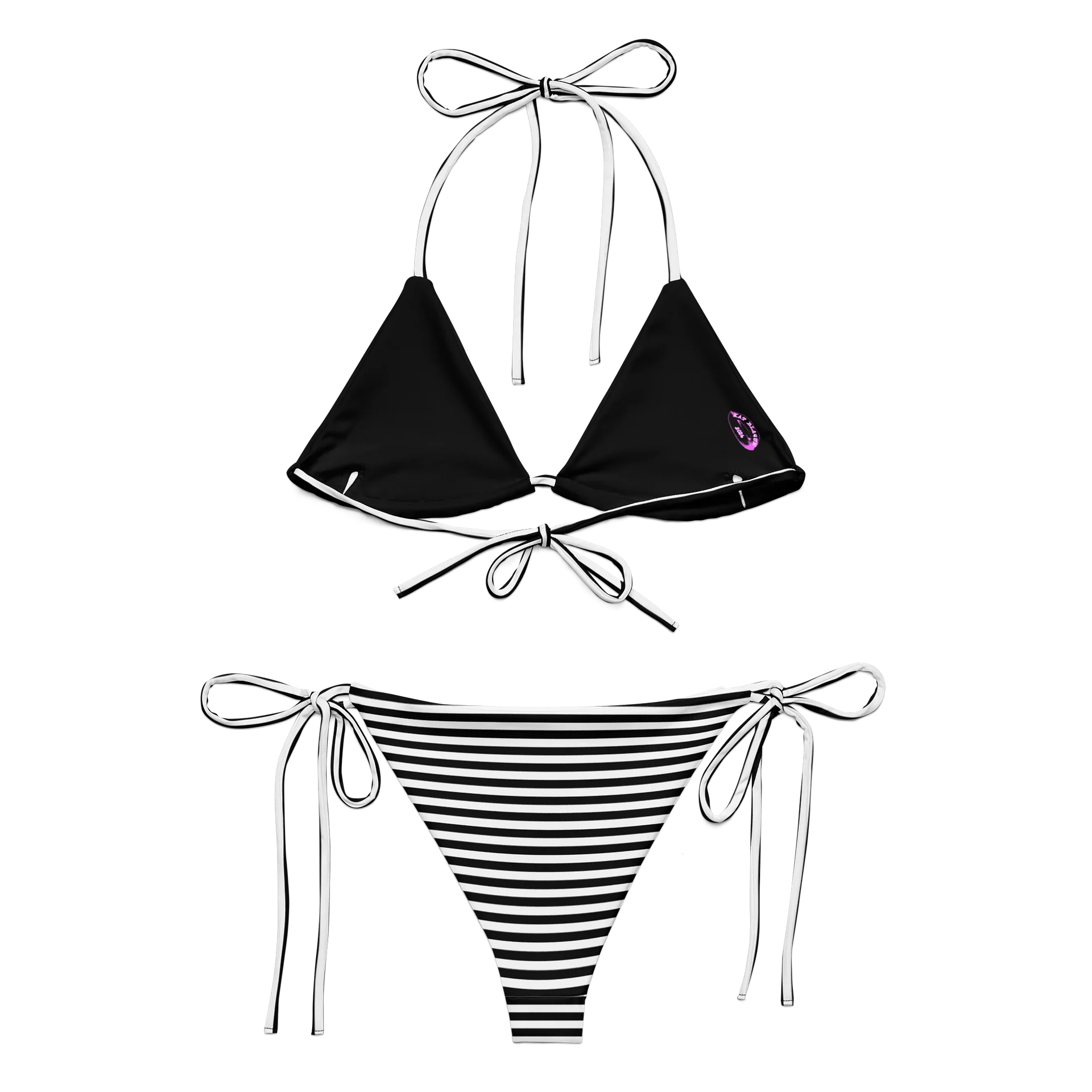 White and Blaque Red Kat Skull Stripped Bikini product image (2)