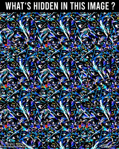 It's a Stereogram Illusion. Unfocus your eyes to see the secret.