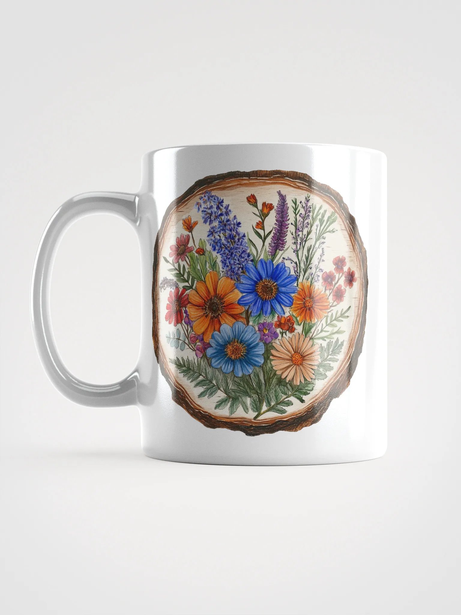Beautiful Wildflower Round Wood Art Mug product image (6)