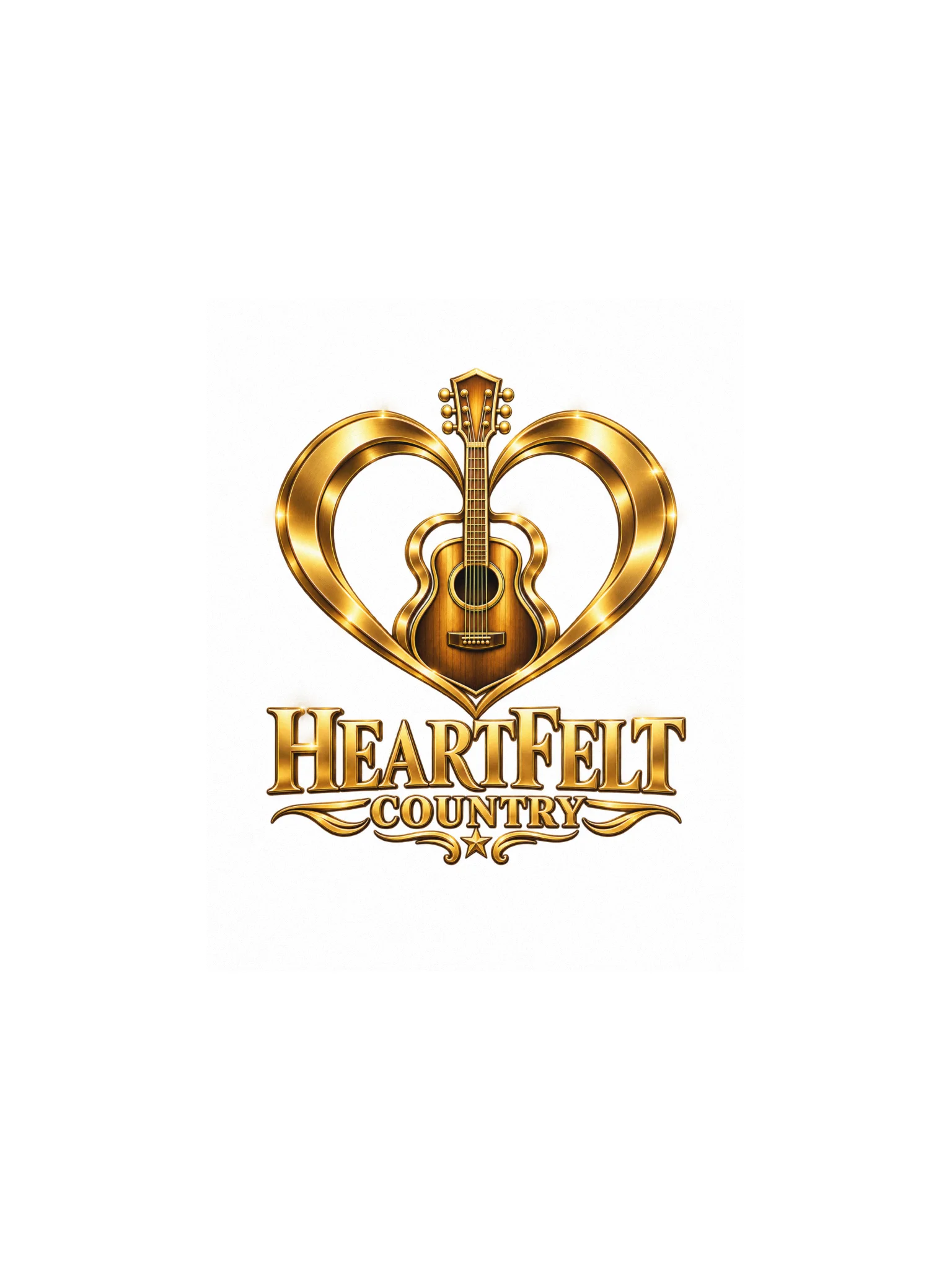 Heartfelt Country Gold Guitar Heart Logo Poster