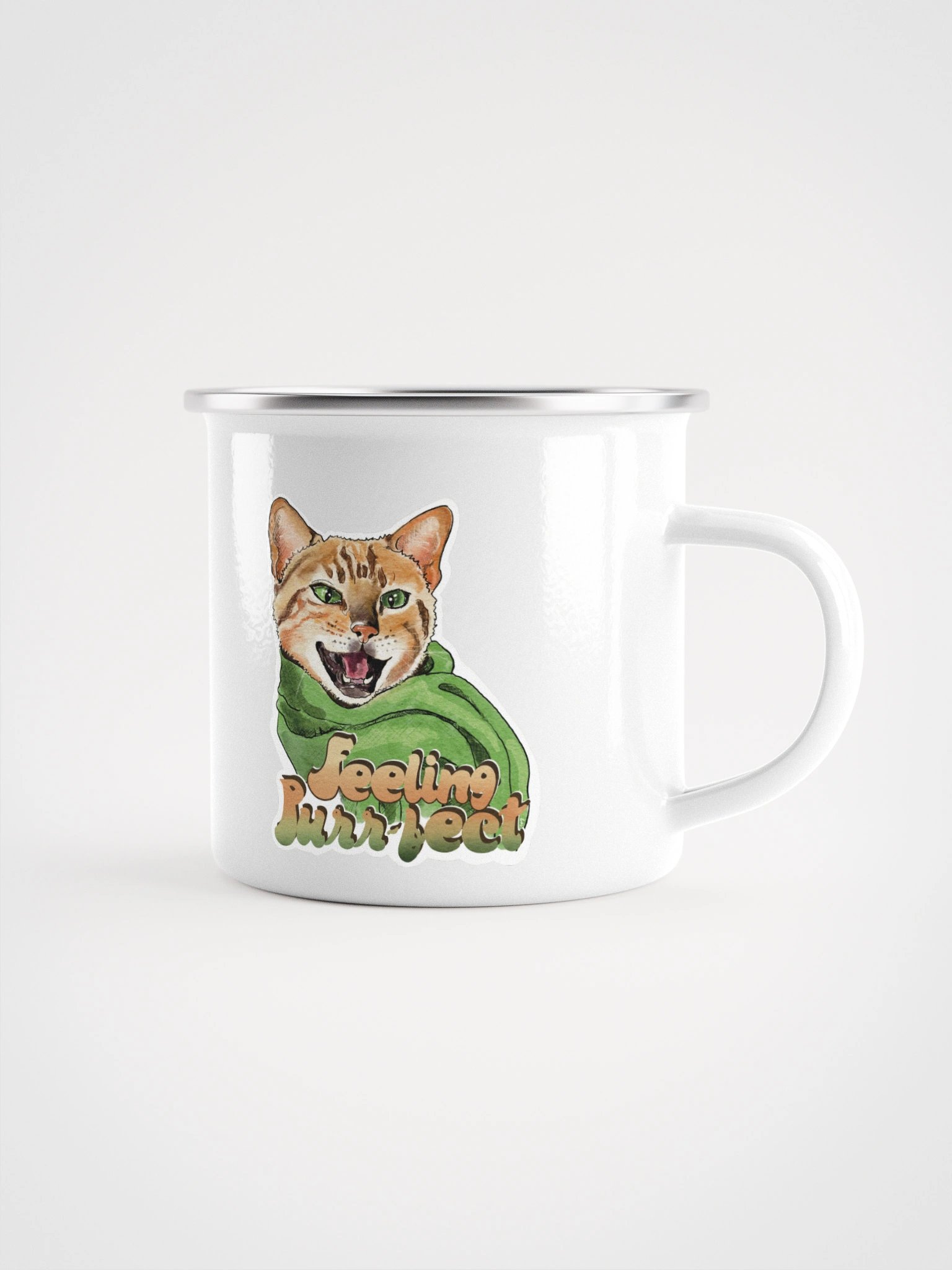 Feeling Purr-fect Cat with a scarf Enamel Mug product image (1)