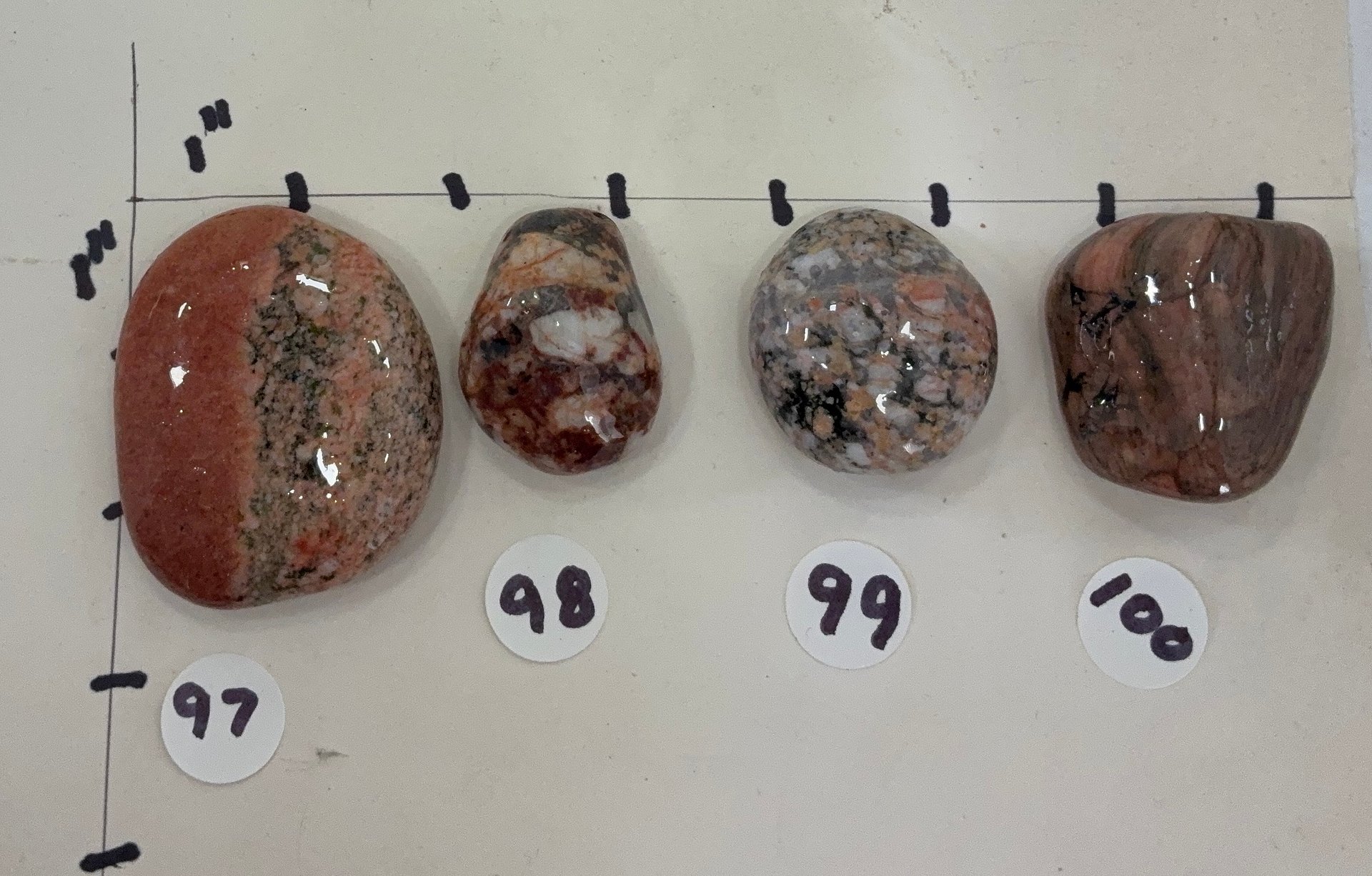 Lake Superior reds and pinks (granites and jasper ) rock cabinet knobs. product image (8)