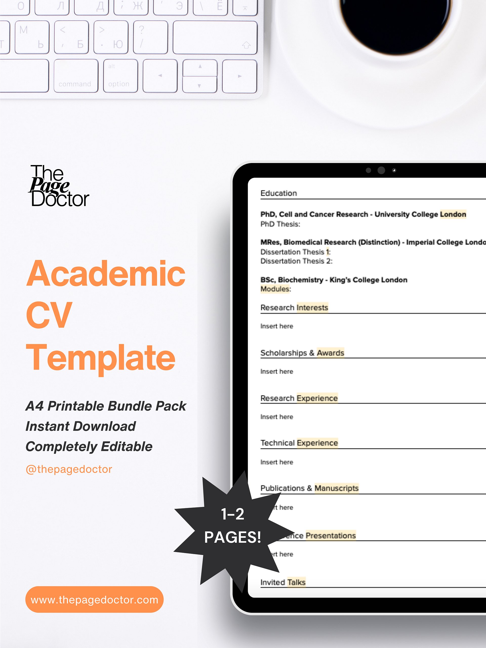 6 Academic CV Templates | Editable product image (1)