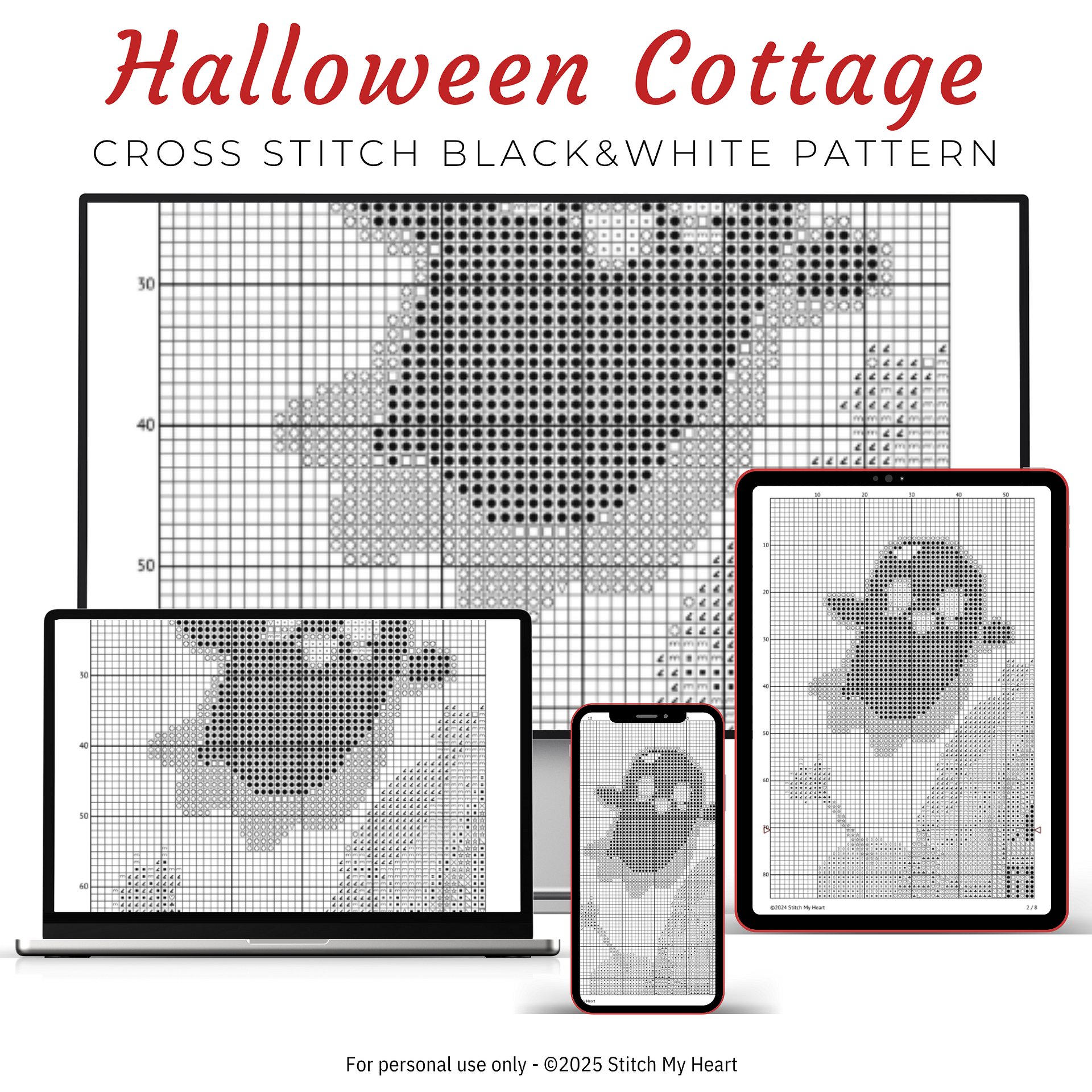 Halloween Cottage Cross Stitch Pattern product image (4)
