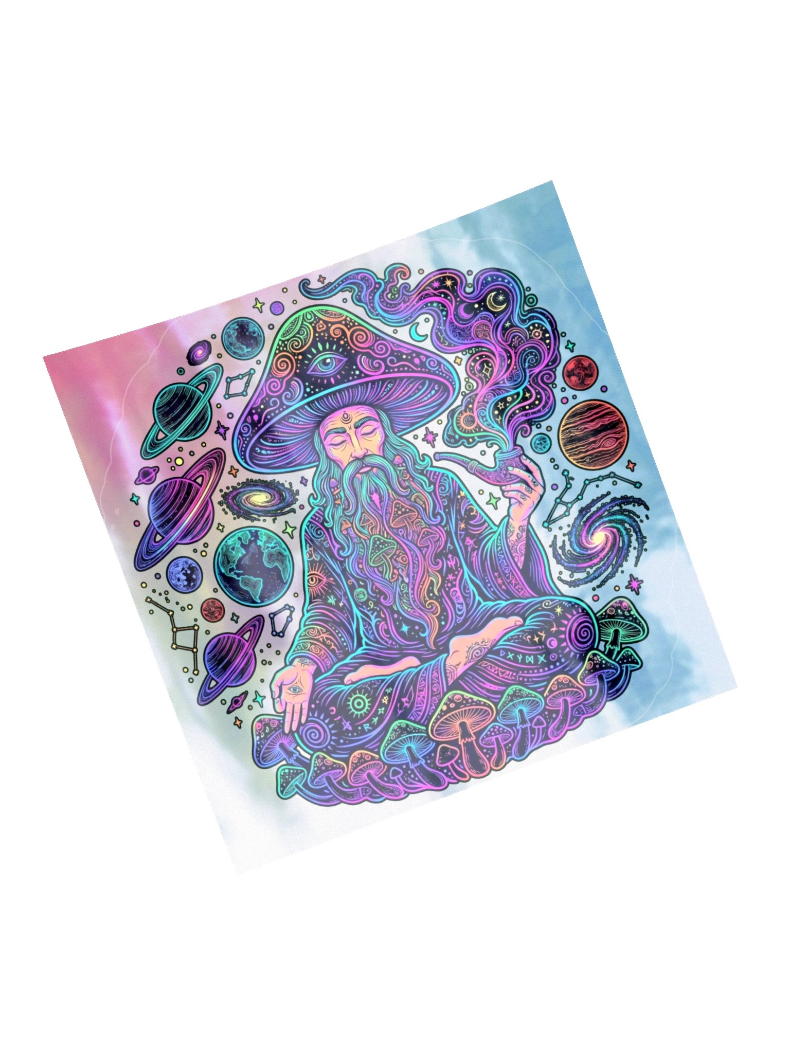 Meditating Mushroom Wizard Sticker product image (5)