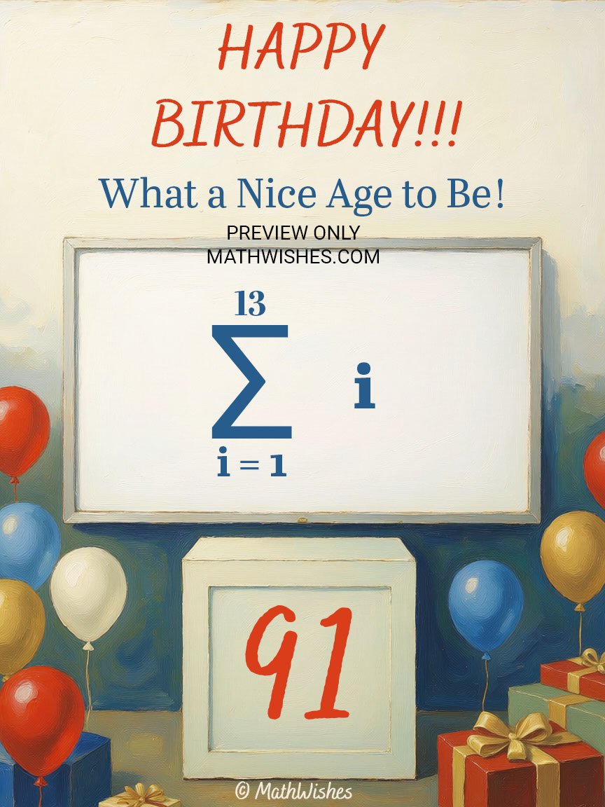 91st Birthday Card - Summation Formula product image (1)