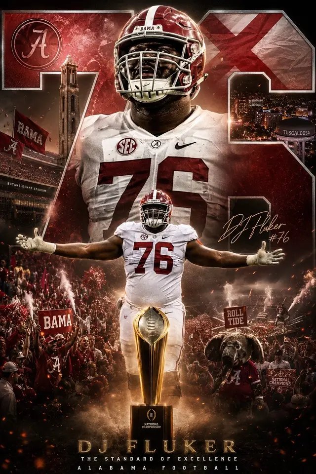 Today marks 76 Days until the Crimson Tide rolls on ECU for their season opener!! Today’s player is the one and only DJ FLUKER!! @Roll Tide Nation @Alabama Football @Cousin Maddox 🐘 