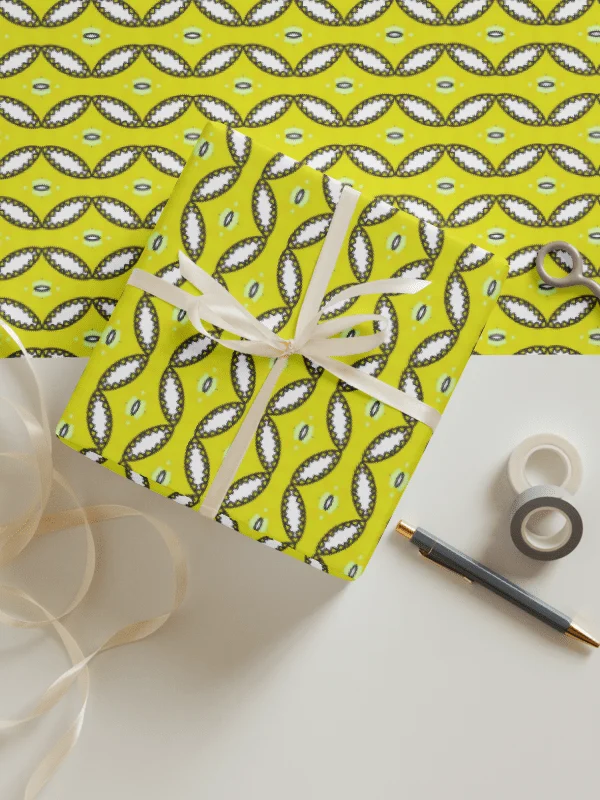 Cheerful Yellow patterned wrapping paper product image (4)