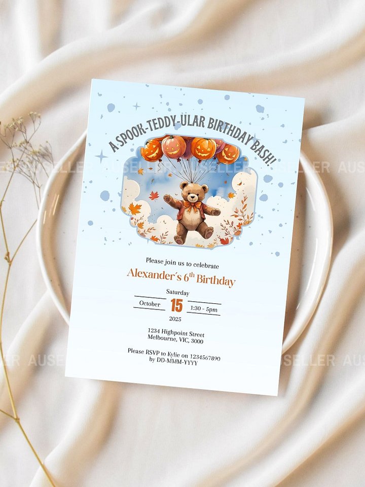 A Spook Teddy-ular Birthday Invitation product image (2)