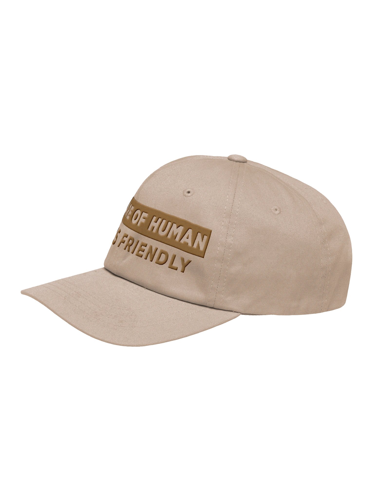Beware of Human. Dog Is Friendly (Embroidered) Low Contrast (Old Gold) Classic Dad Hat product image (4)