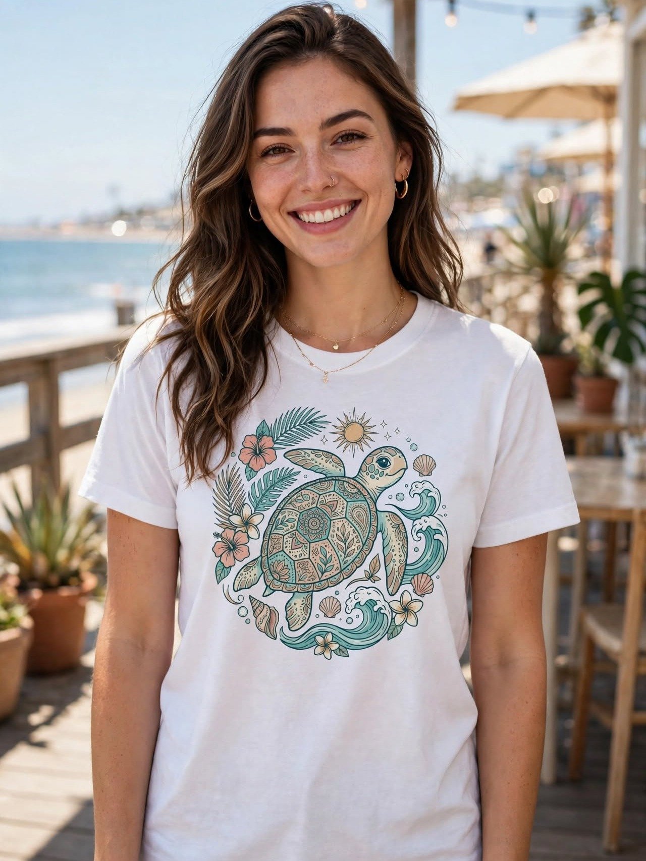 Tropical Sea Turtle Ocean Art Tee product image (142)