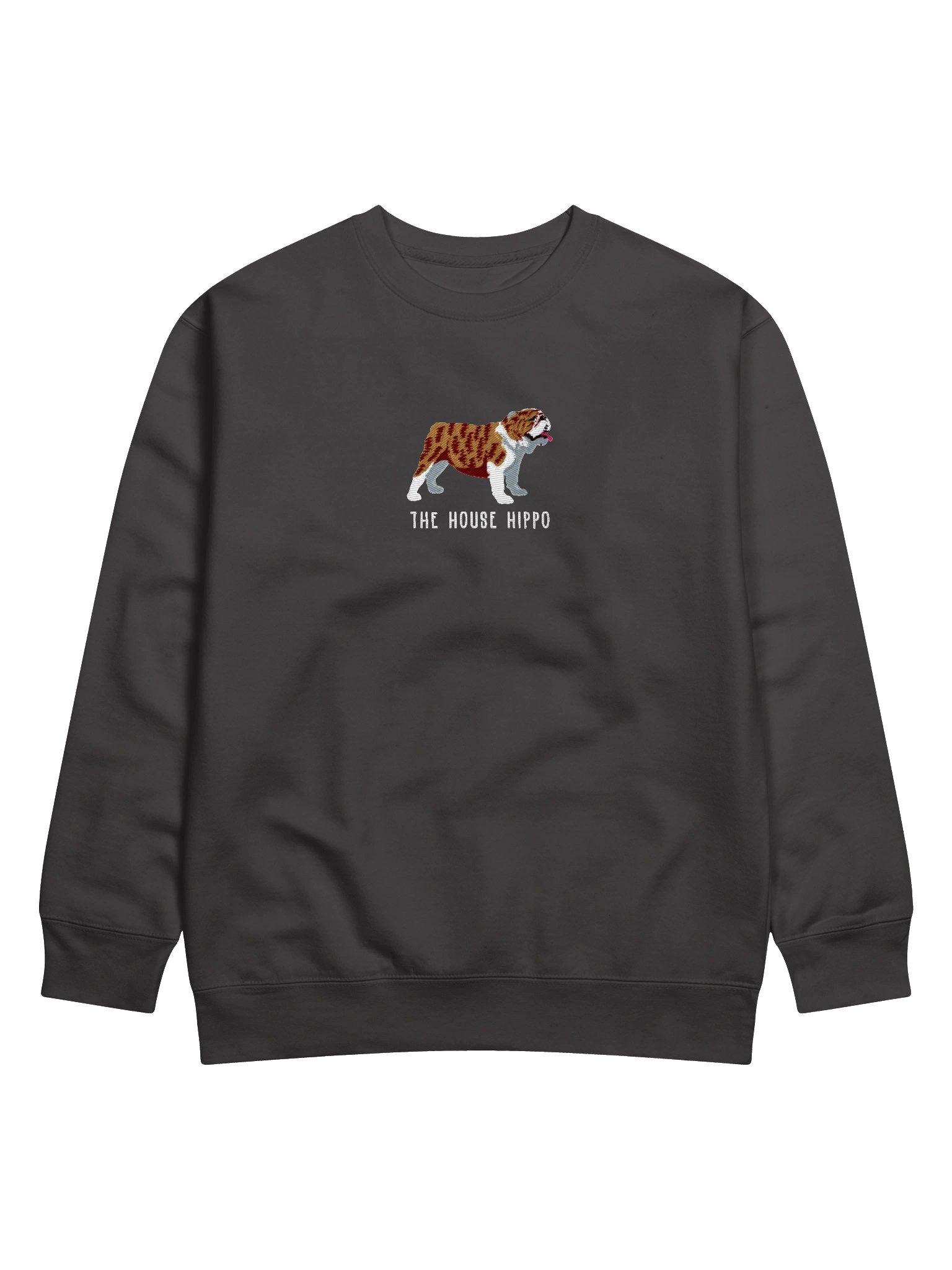 The House Hippo Sweatshirt (Embroidered) of an English Bulldog(Brindle & White) product image (3)