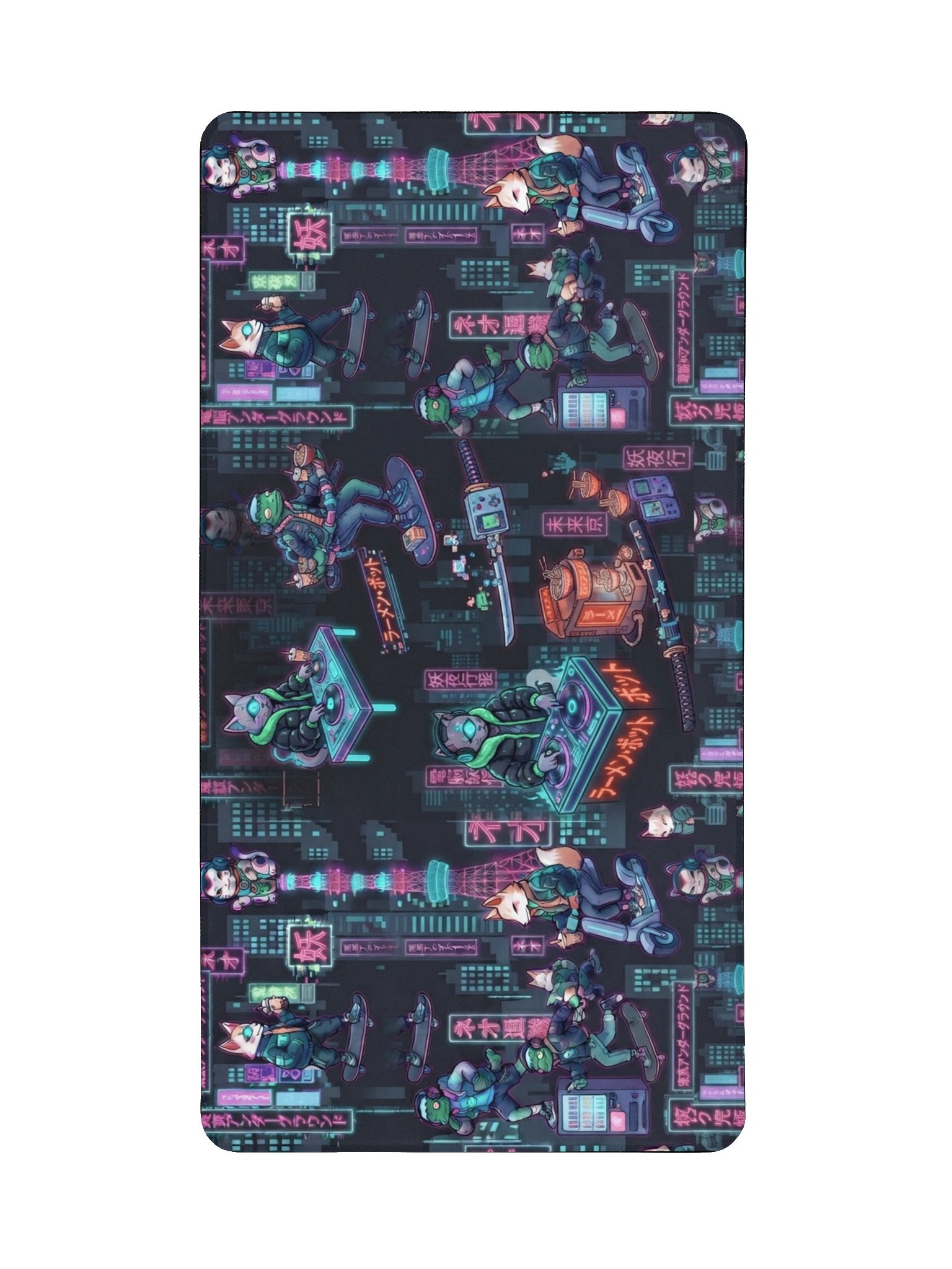 Urban Yōkai Neon Cyberpunk Desk Mat - 15.5" x 31.5" Large Gaming Pad product image (2)