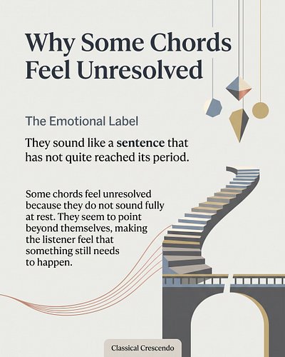 Some chords feel unresolved because they sound like they are still leaning forward.

They do not give the ear a full sense of...
