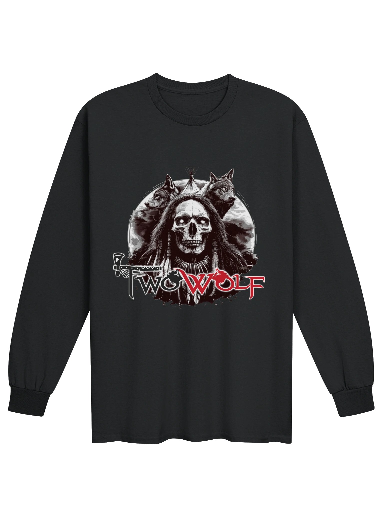Two Wolf Skull Wolf Graphic Long Sleeve T product image (1)