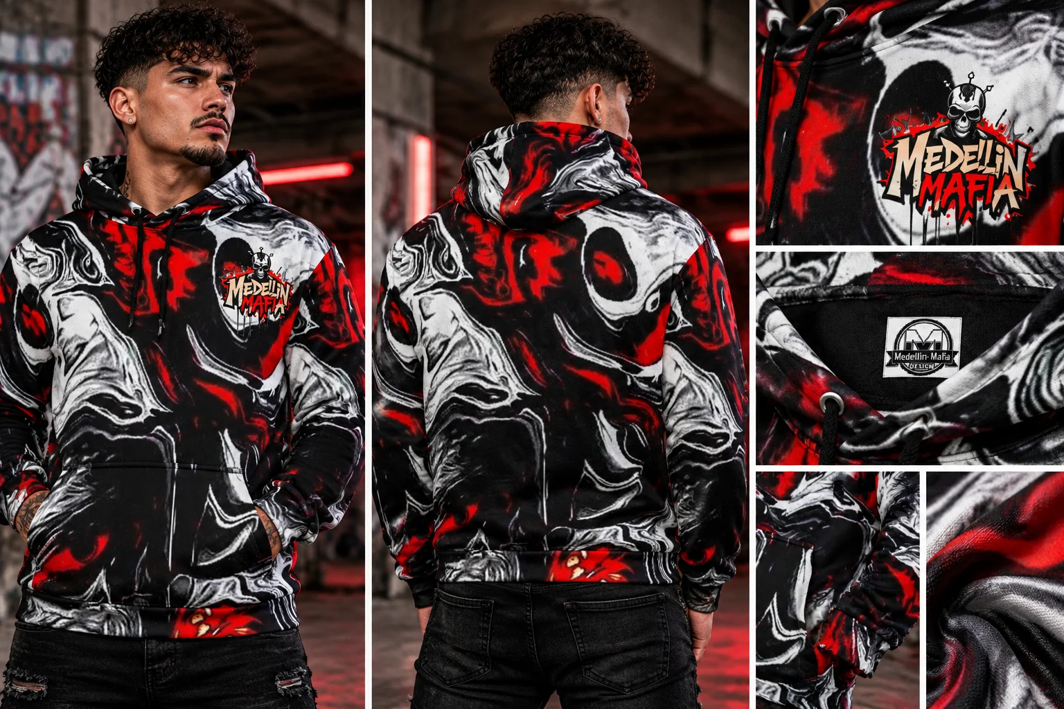 Red Marble All-Over Print Hoodie product image (1)