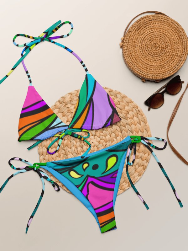 Vibrant Mosaic Dreams String Bikini - Wave at Sunset product image (10)