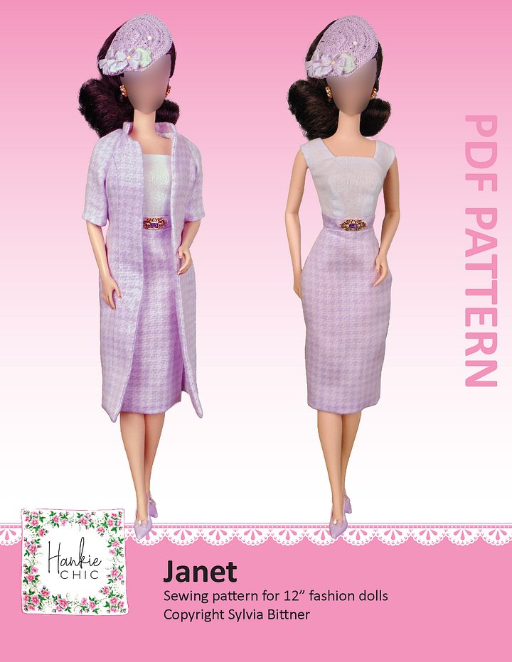 Janet sewing pattern for 12" fashion dolls product image (1)