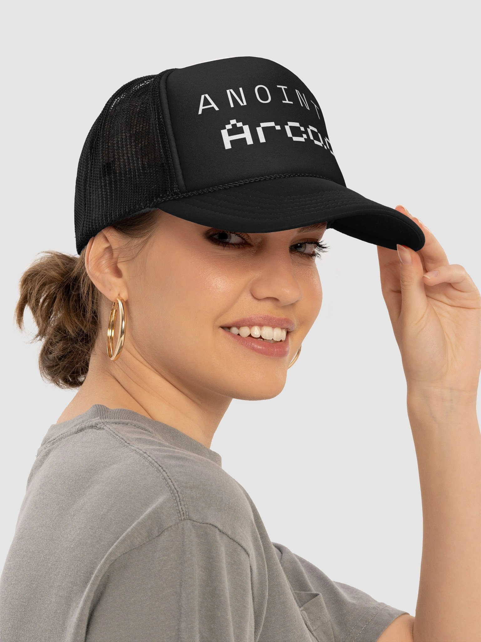 Anointed Arcade Foam Trucker Hat – Full Logo product image (7)