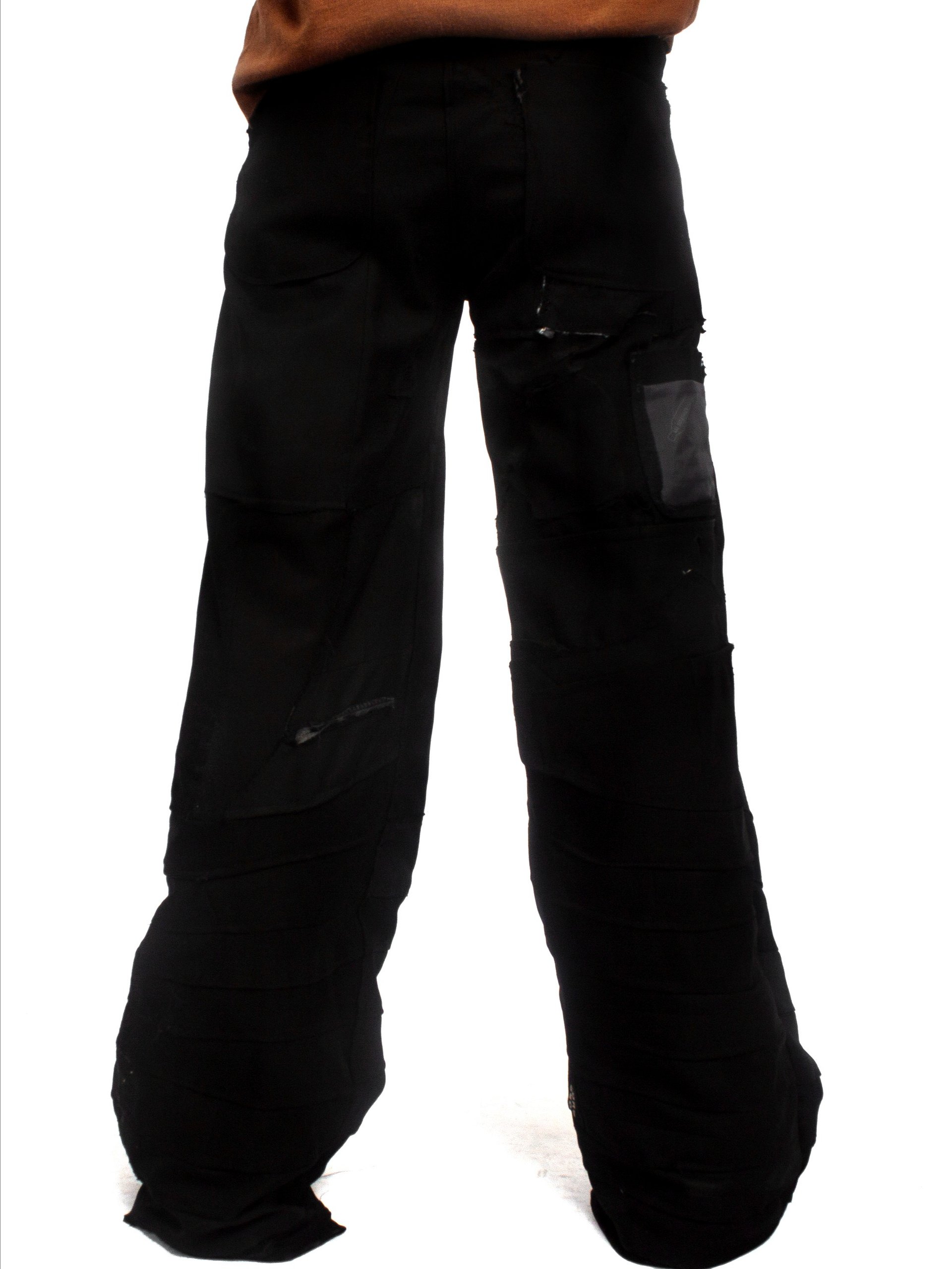 SPIRAL PATCHWORK TROUSERS - BLACK - 32 product image (3)