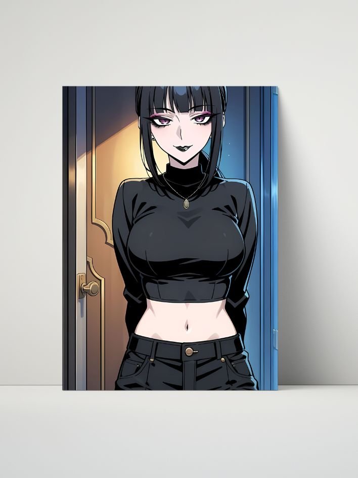 Metal Print - Luna Rain Original Character Black Crop Top - 8x10 product image (1)