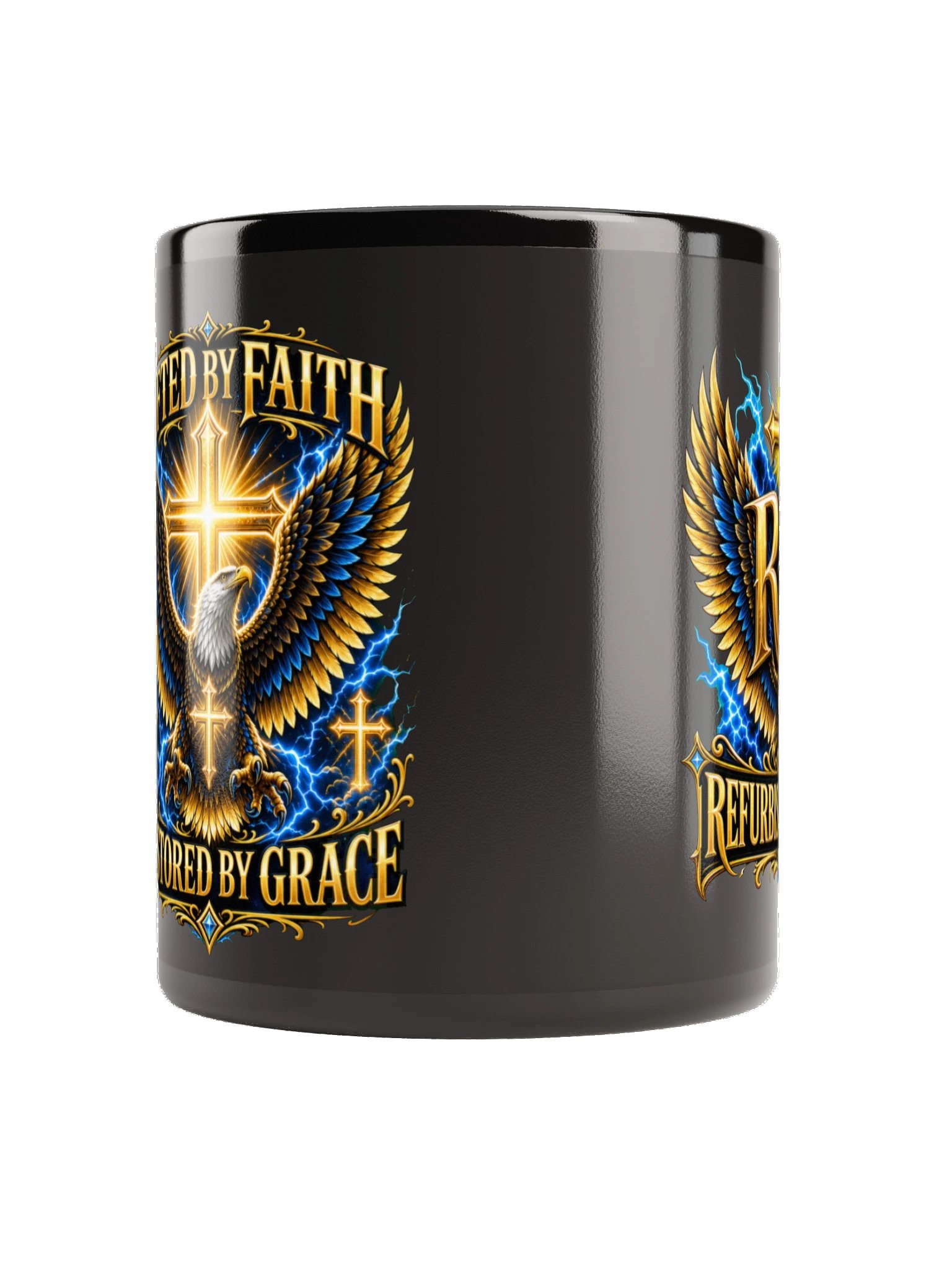 Lifted by Faith • Blue & Gold Eagle Mug product image (8)