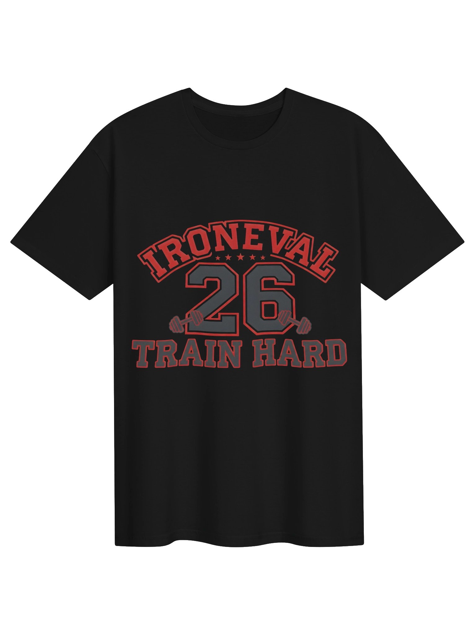 IronEval 26 Varsity Tee — Train Hard Gym T-Shirt product image (2)