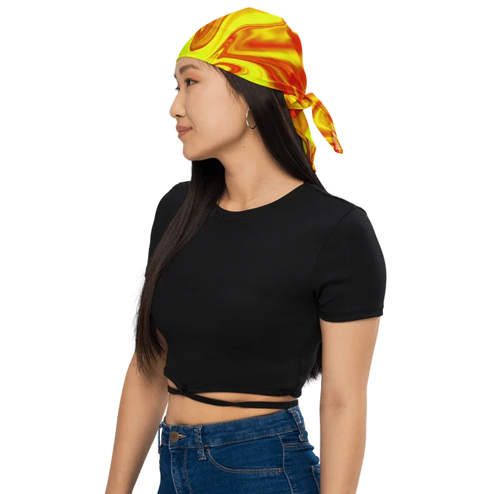 Bandana - Yellow and Red Digital Fluid Art product image (1)