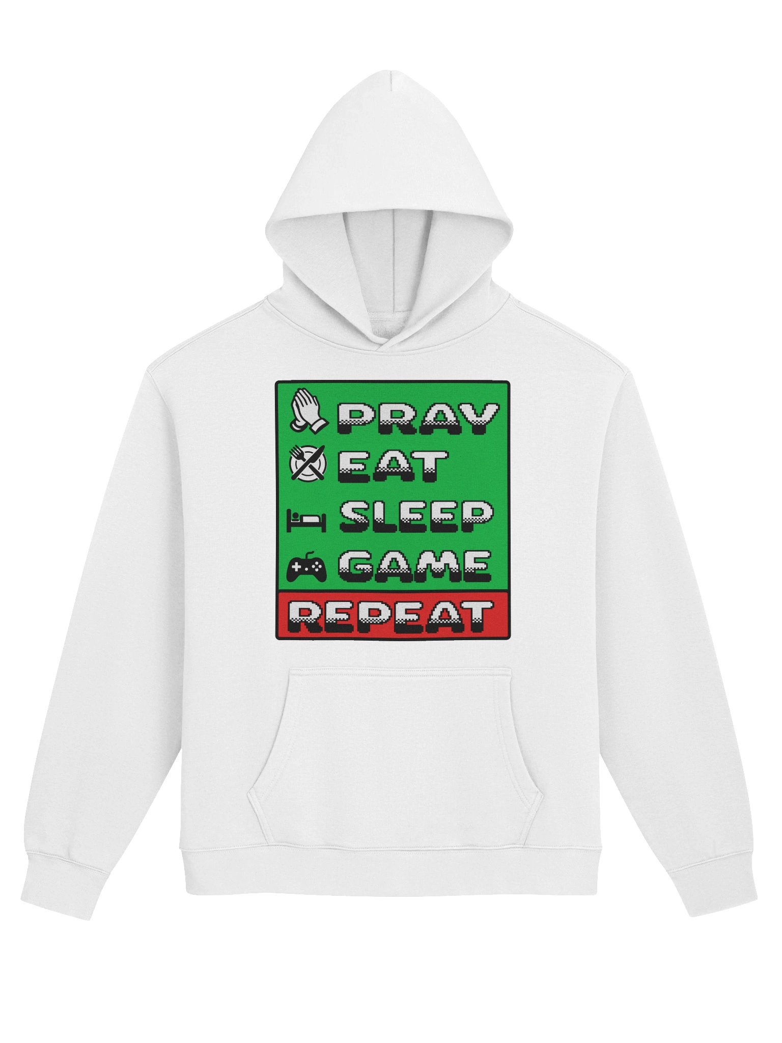 Faith First Gamer Hoodie – Pray Play Repeat Christian Gaming Hoodie product image (1)