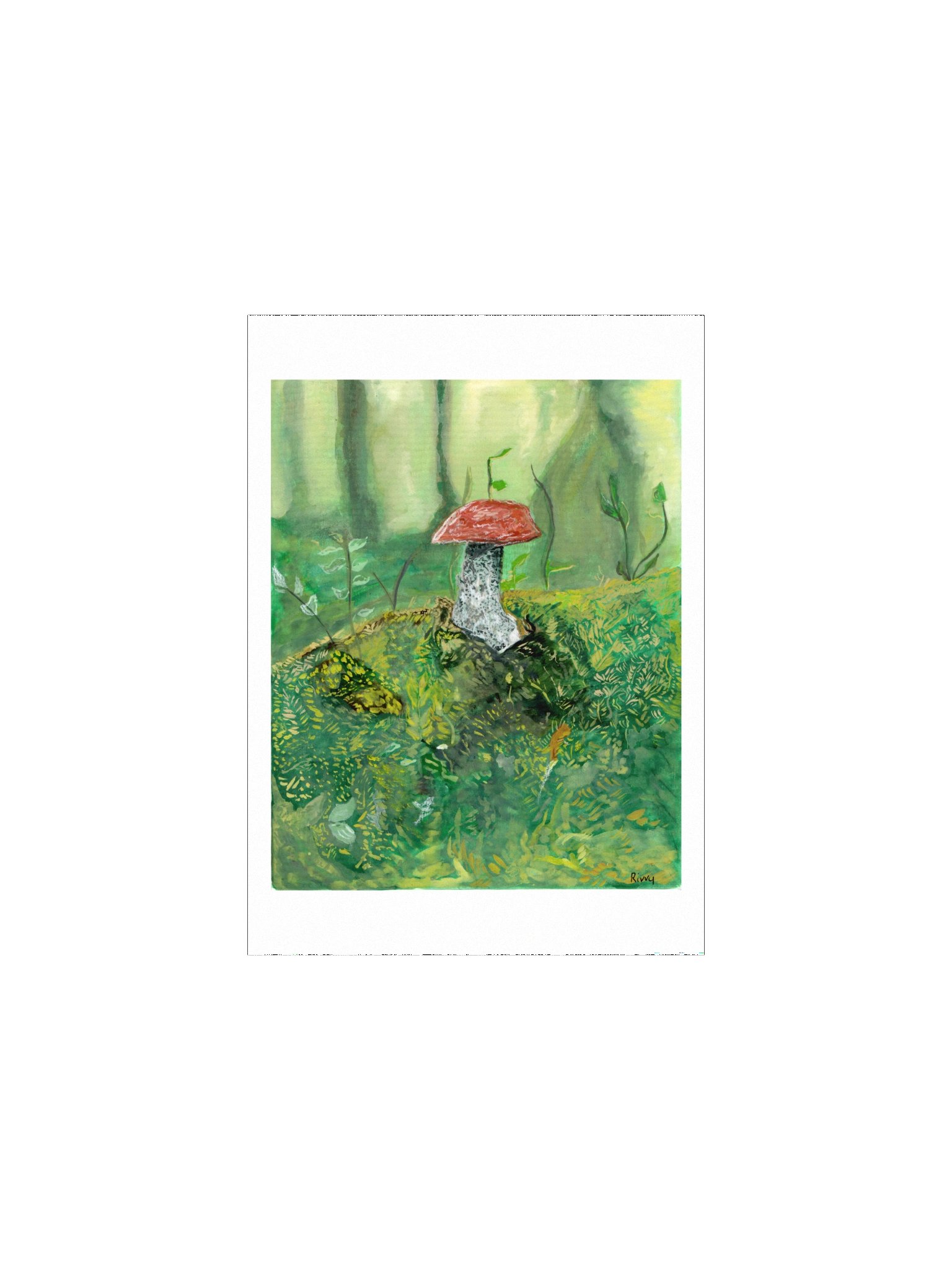 Mushroom in Forest Painting - Print product image (2)