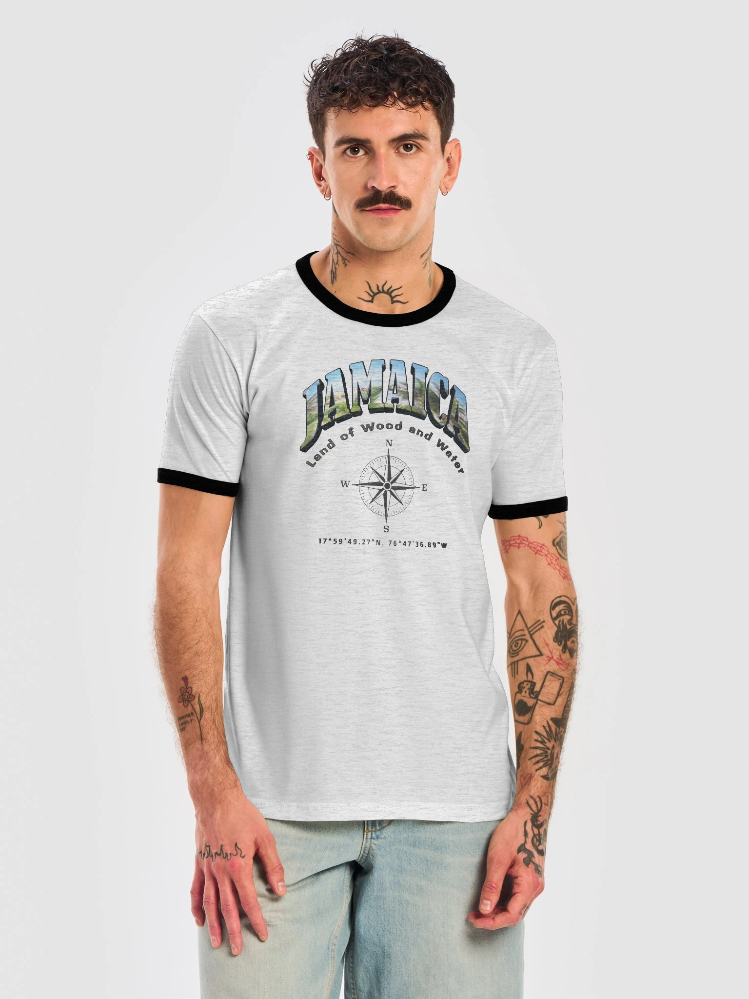 Compass - Jamaica - Vintage ALT | Unisex Ringer T-Shirt | 5 Versions product image (24)