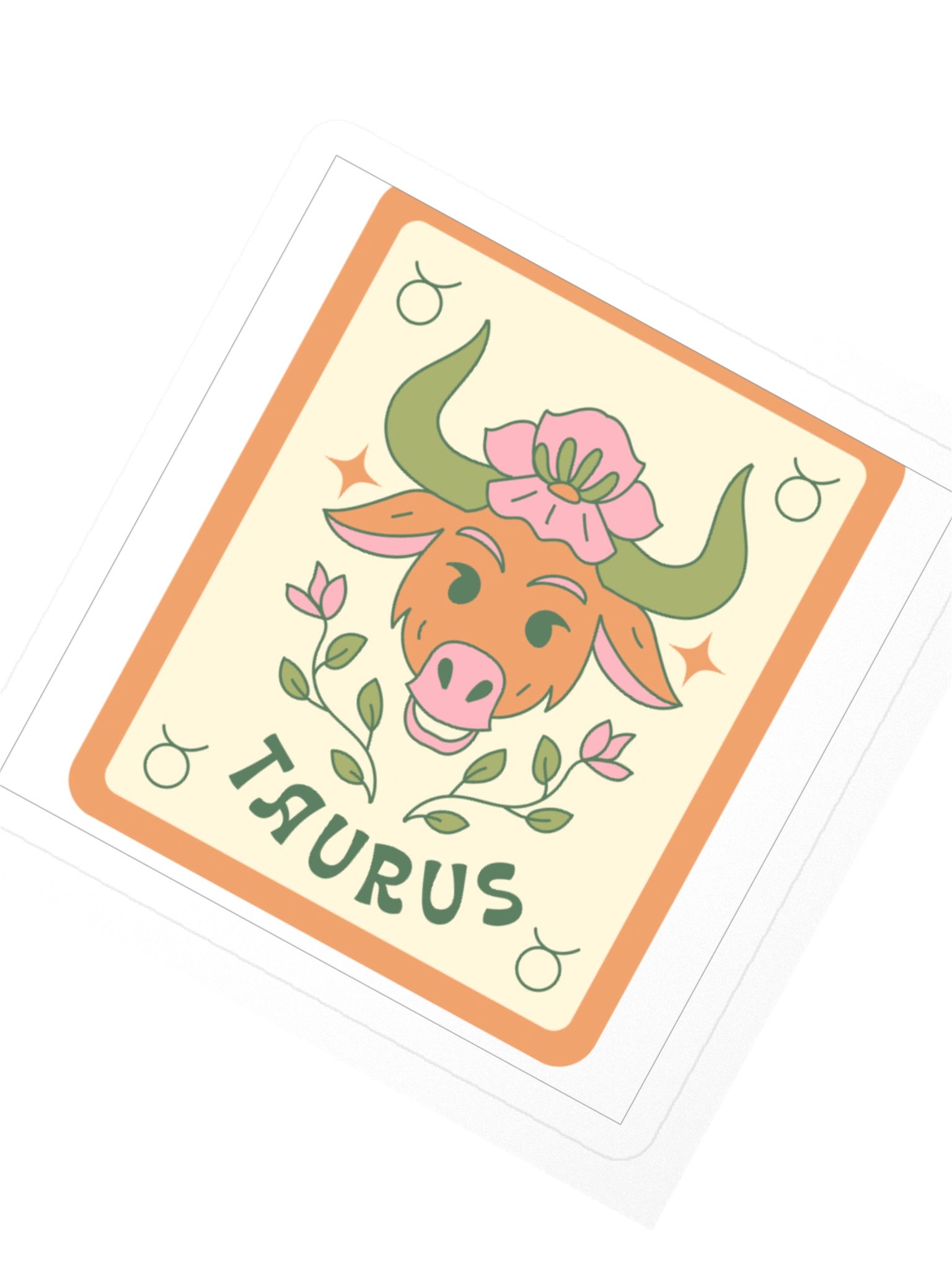 Taurus Zodiac Sticker — Smiling Floral Bull Design product image (2)