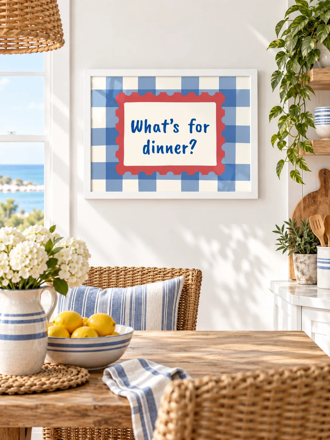 What's For Dinner Kitchen Wall Art | Retro Checkerboard Typography product image (5)