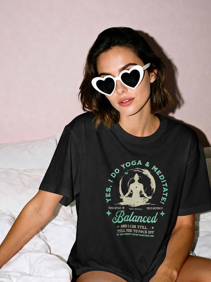 Yes I Do Yoga and Meditate_Self-Defence Bella R3CVRi.i Unisex T-shirt_ EQALL® Originals_Beige / Turq. Green product image (1)