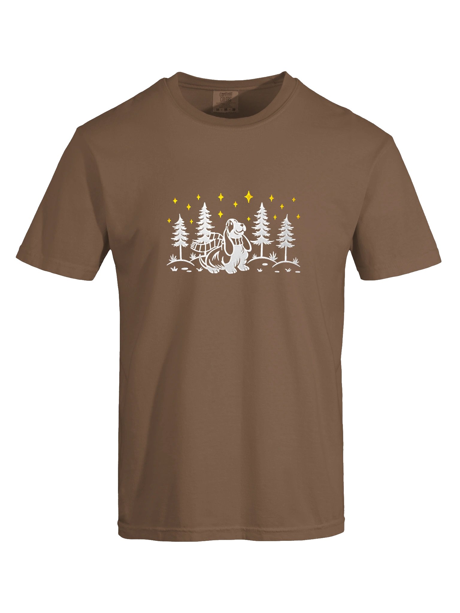 Basset Hound Winter/Christmas Line Art Design Embroidered T-Shirt product image (37)