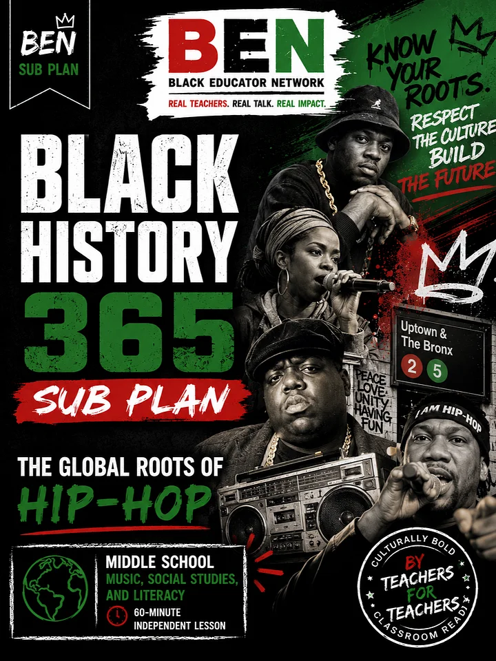 Black History 365 Sub Plan: The Global Roots of Hip Hop| Middle School Music| 60-Minute Lesson product image (1)
