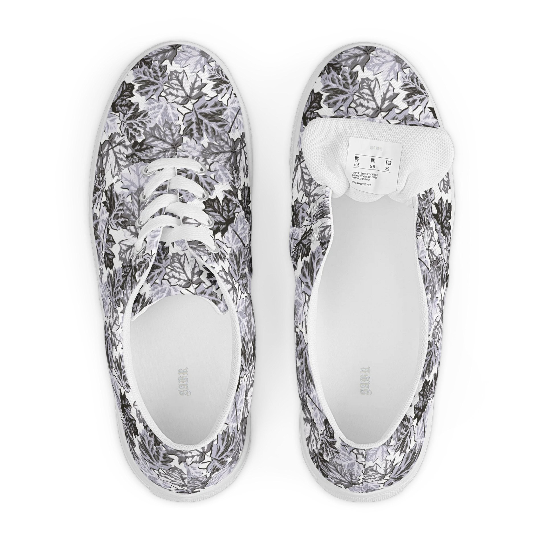 Monochrome Leaf Pattern Canvas Shoes product image (6)