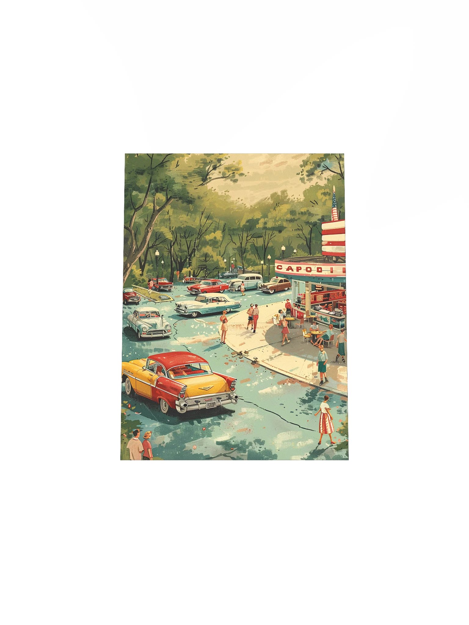 Vintage 1950s Drive-In Diner Poster | Retro American Car Hop Wall Art | Classic Cars Nostalgic Print product image (17)