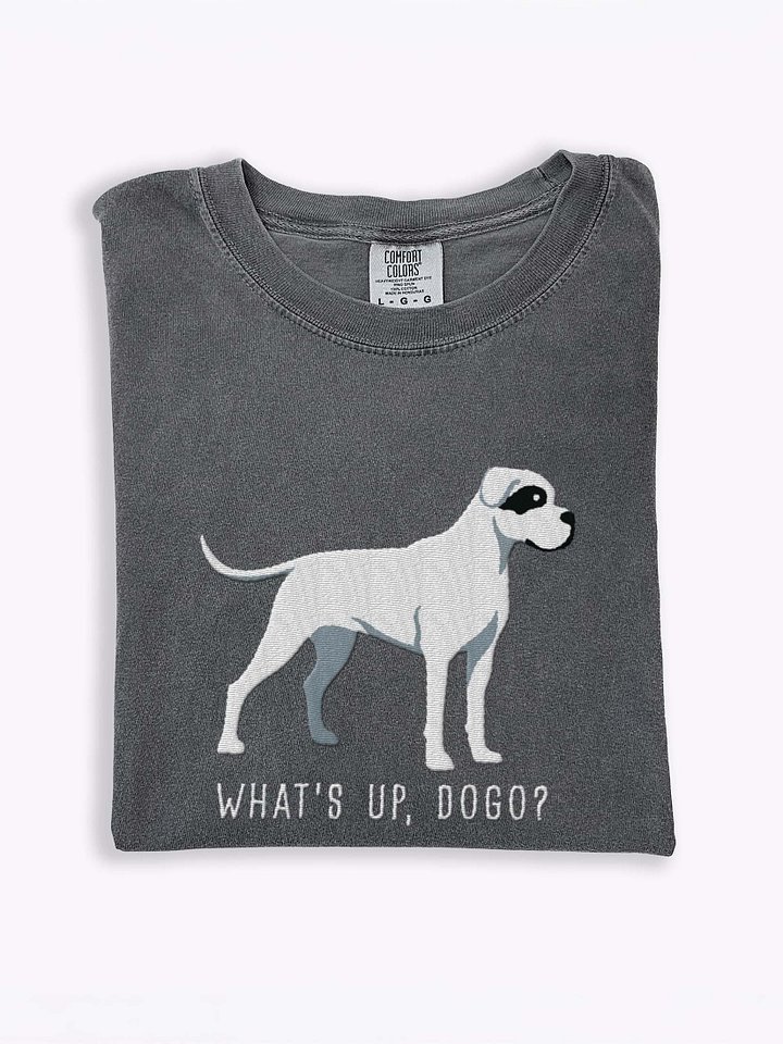What's Up, Dogo? T-Shirt(Embroidered) of a Dogo Argentino(Black & White) product image (2)