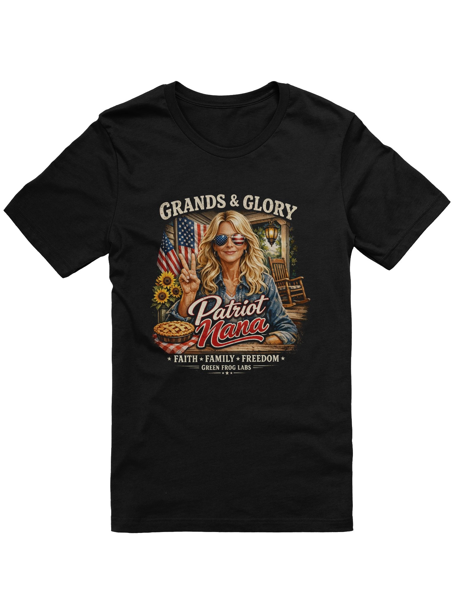 Patriotic Nana T-Shirt - Grands & Glory American Flag Grandma Shirt - Faith Family Freedom 4th of July Gift product image (1)
