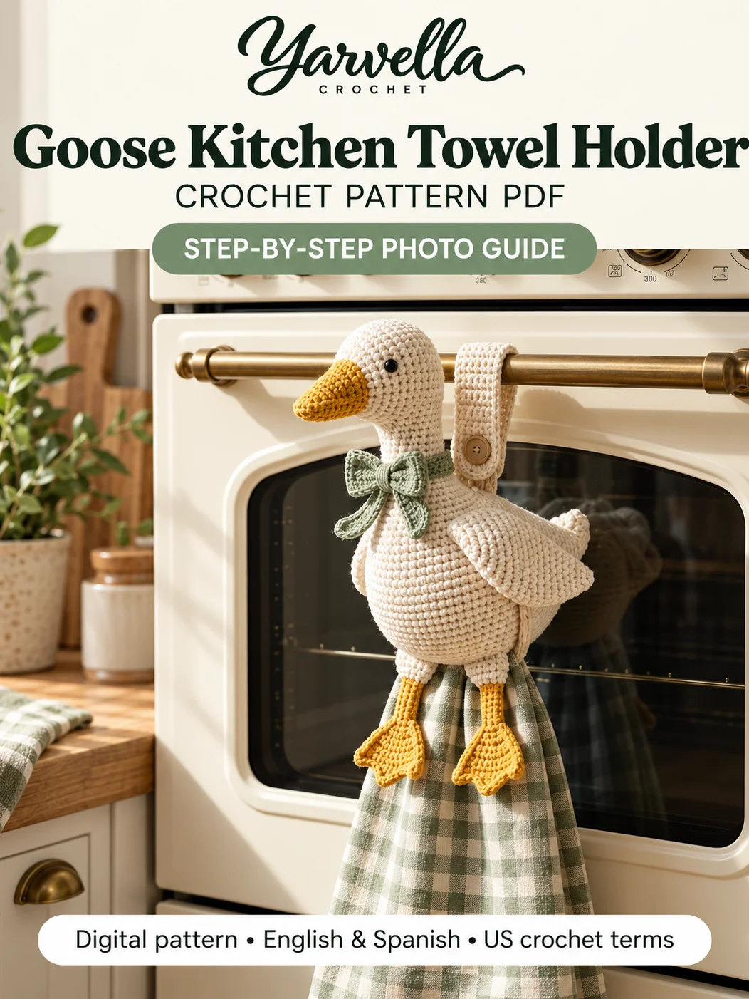 Farmhouse Goose Kitchen Towel Holder Crochet Pattern PDF – Oven Bar Hanger product image (3)