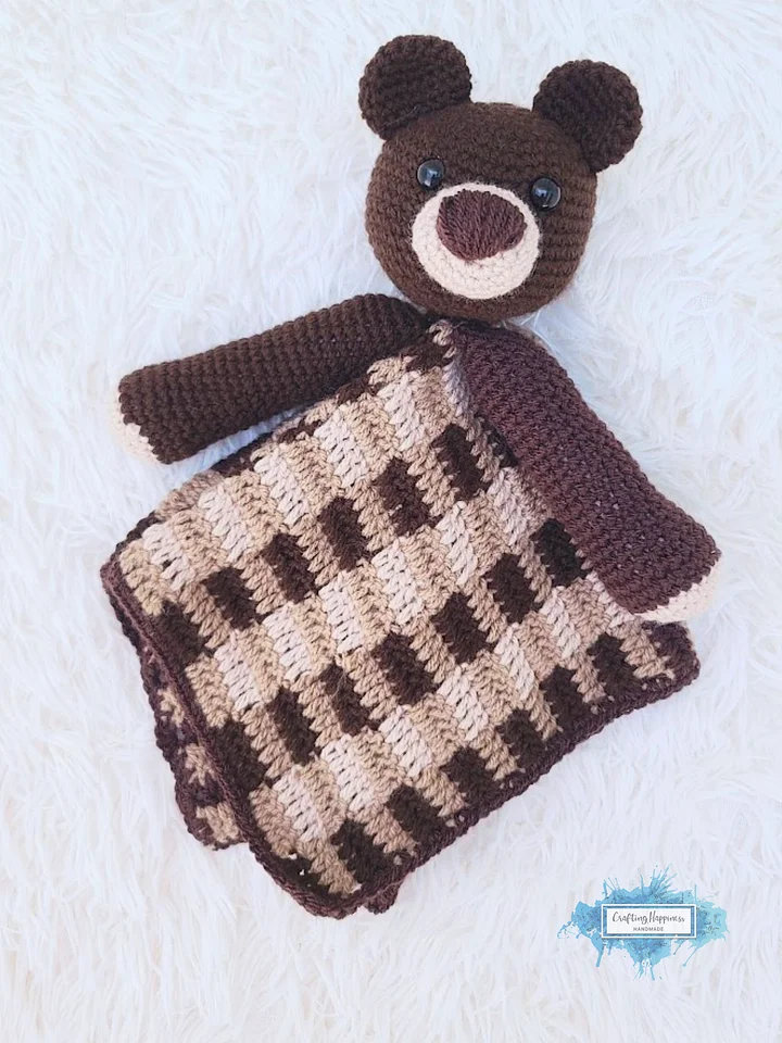 Crochet Bear Lovey Pattern, Baby Security Blanket PDF Pattern - Crafting Happiness product image (1)