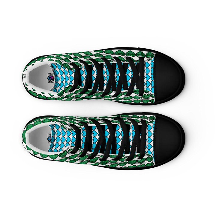 Ninja Teal Heart Women's High Top Canvas Shoes product image (2)