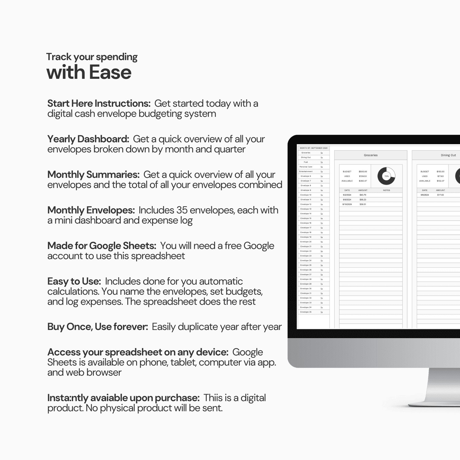 Digital Cash Envelope Budget Spreadsheet System product image (9)