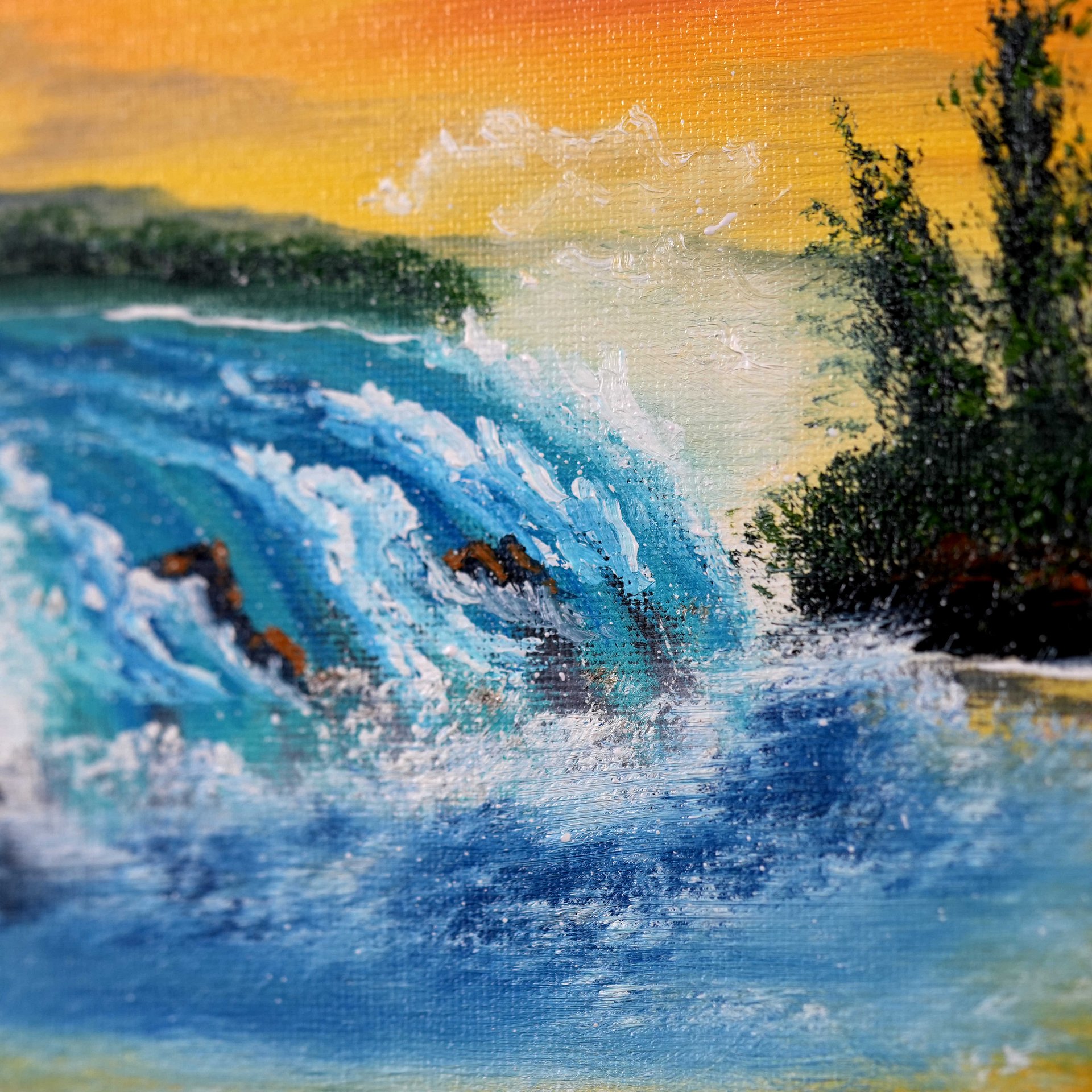 The Sunset Waterfall (Original) 10x20 Canvas product image (2)