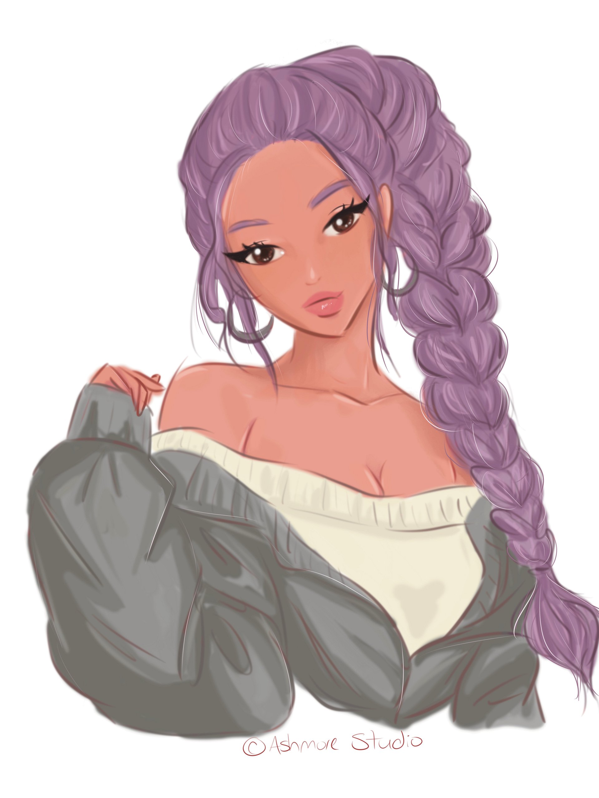 Purple haired hunter holo sticker product image (1)