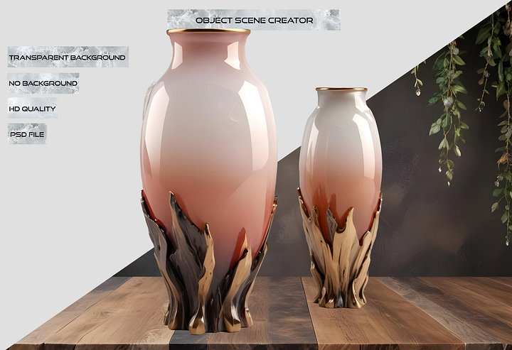 Golden Flame – Dual Luxurious Vases PNG product image (2)